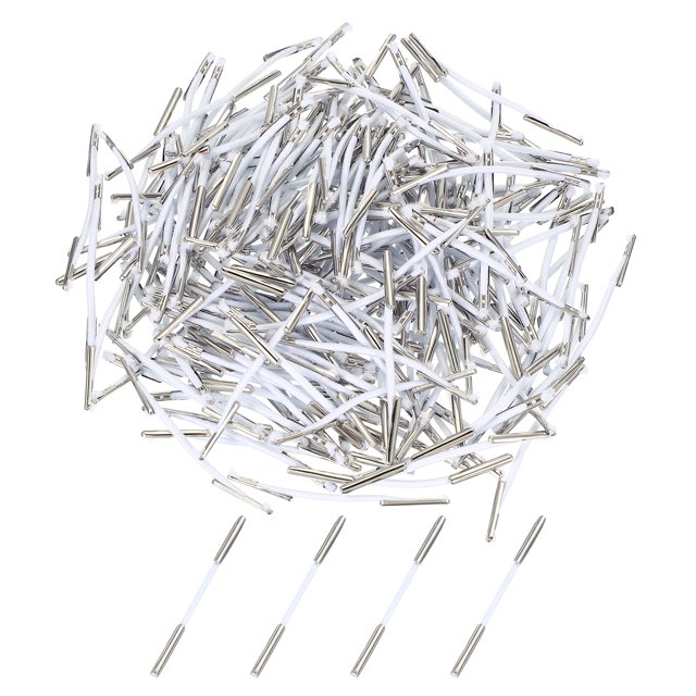 Uxcell Elastic Barbed Cord 2 Inch / 52mm, 200 Pcs 2mm Loop Stretch Round String with Metal Barb Fasteners for Hats Masks Menus Crafting Book, White