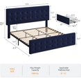 thumbnail image 2 of King Size Bed Frame with 4 Storage Drawers and Headboard, Velvet Upholstered Platform Bed Frame with Wooden Slats Support, Button Tufted Design, No Box Spring Needed, Blue, 2 of 9