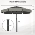 thumbnail image 3 of Costway 10 FT Solar Patio Umbrella with 32 LED Lights 3-Tier Vented Top & Ruffles Gray, 3 of 10