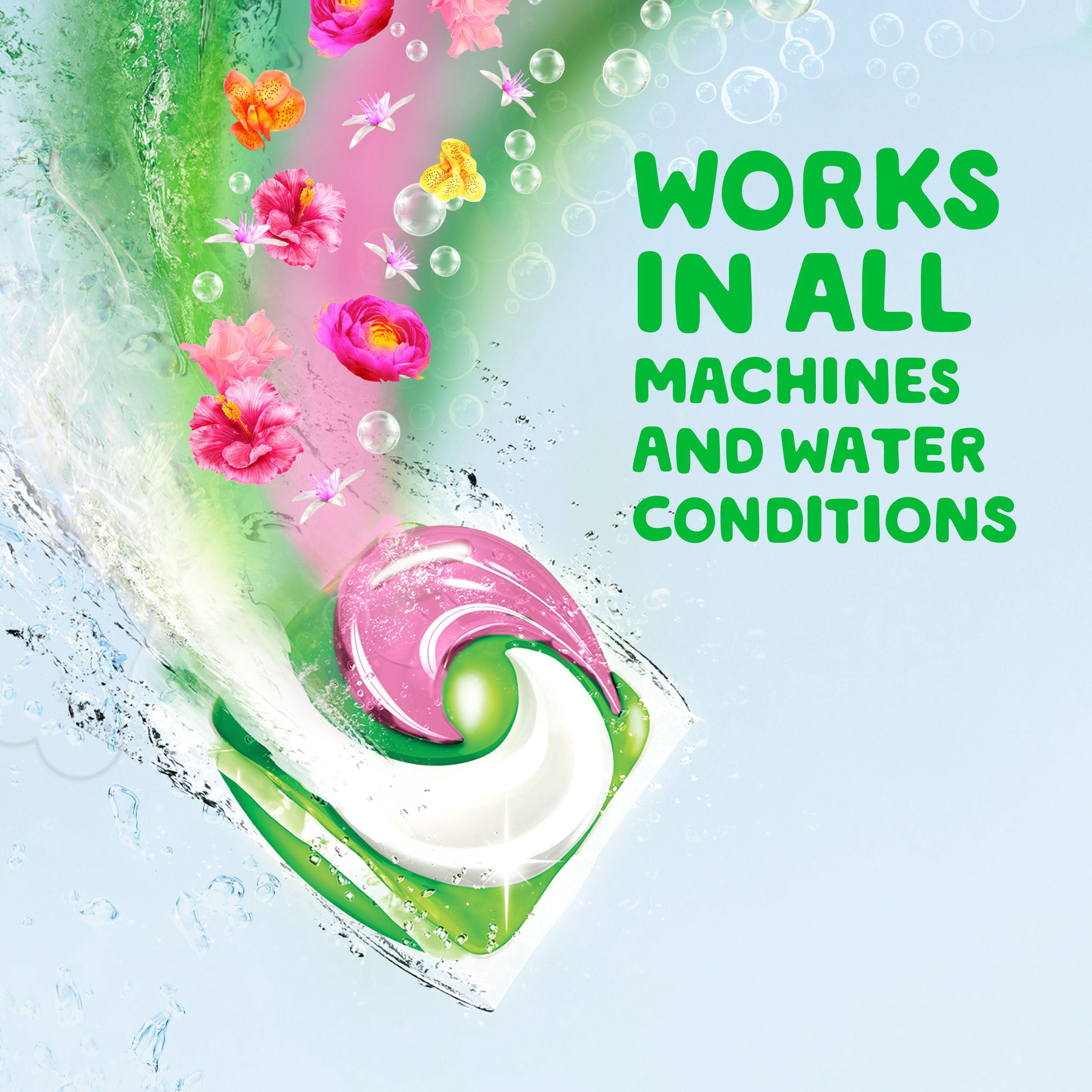 Gain Super Flings Laundry Detergent Pacs, Hibiscus Hula scent, irresistibly clean and fresh washing detergent laundry soap pacs, 45 Count
