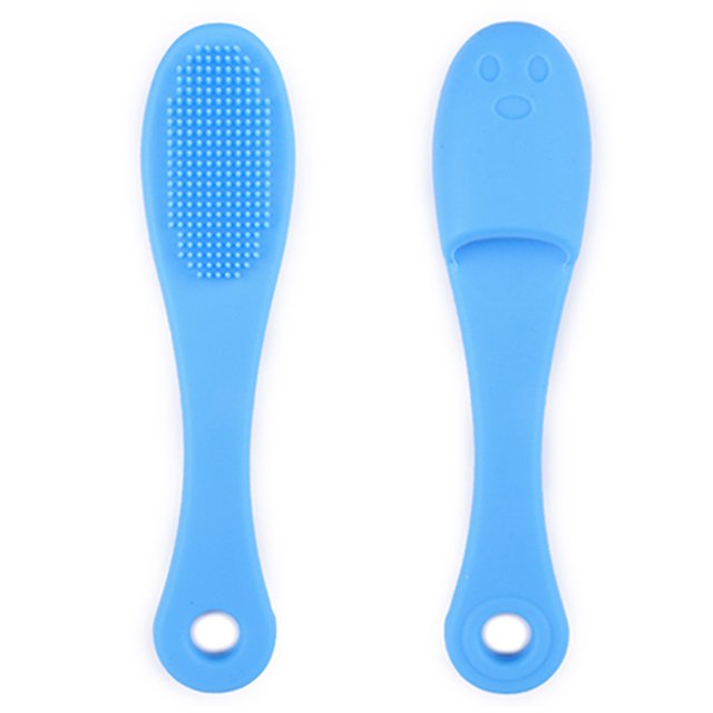 Dog Toothbrush, Silicone Easy Cleaning Pet Finger Toothbrush for Cats for Pets ,Blue,Gray
