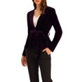 thumbnail image 4 of INSPIRE CHIC Blazer en Velours à Manches Longues avec Ceinture et Col Cranté pour Femmes, Violet, 4 of 5