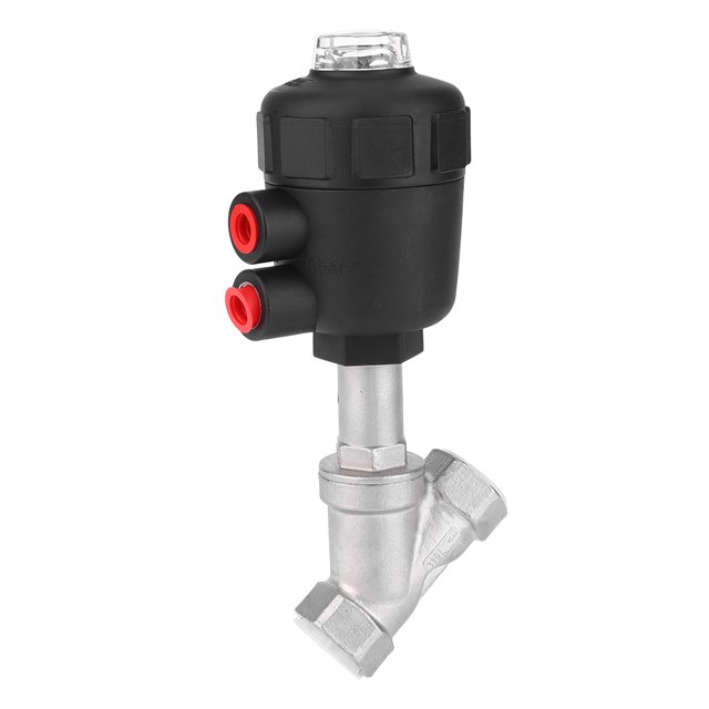 Angle Seat Valve Air Actuated Thread Connection Stainless Steel Thickened Plastic Case Steam Valve3/4in DN20