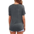 thumbnail image 4 of DPTALR Pregnant Pregnancy Nursing Short Sleeve Tops Solid Color Round Neck Breastfeeding Blouse, 4 of 8