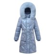 thumbnail image 4 of CEHVOM Manteau Long Matelassé en Coton Brillant pour Femme à Manches Longues avec Capuchon Liquidation, 4 of 6