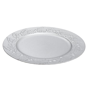 Charger Plate (Hollyberries) (Silver) (13") - Set of 6