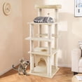 thumbnail image 2 of Costway Large Multi-level Cat Tree 58" Tall Cat Tower with Swaying Aerial Condo Perch Bed Beige, 2 of 10