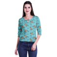 thumbnail image 4 of Moomaya Printed Keyhole Neck Ring Top Casual 3/4th Sleeve Tees Tank Tunic Top, 4 of 5