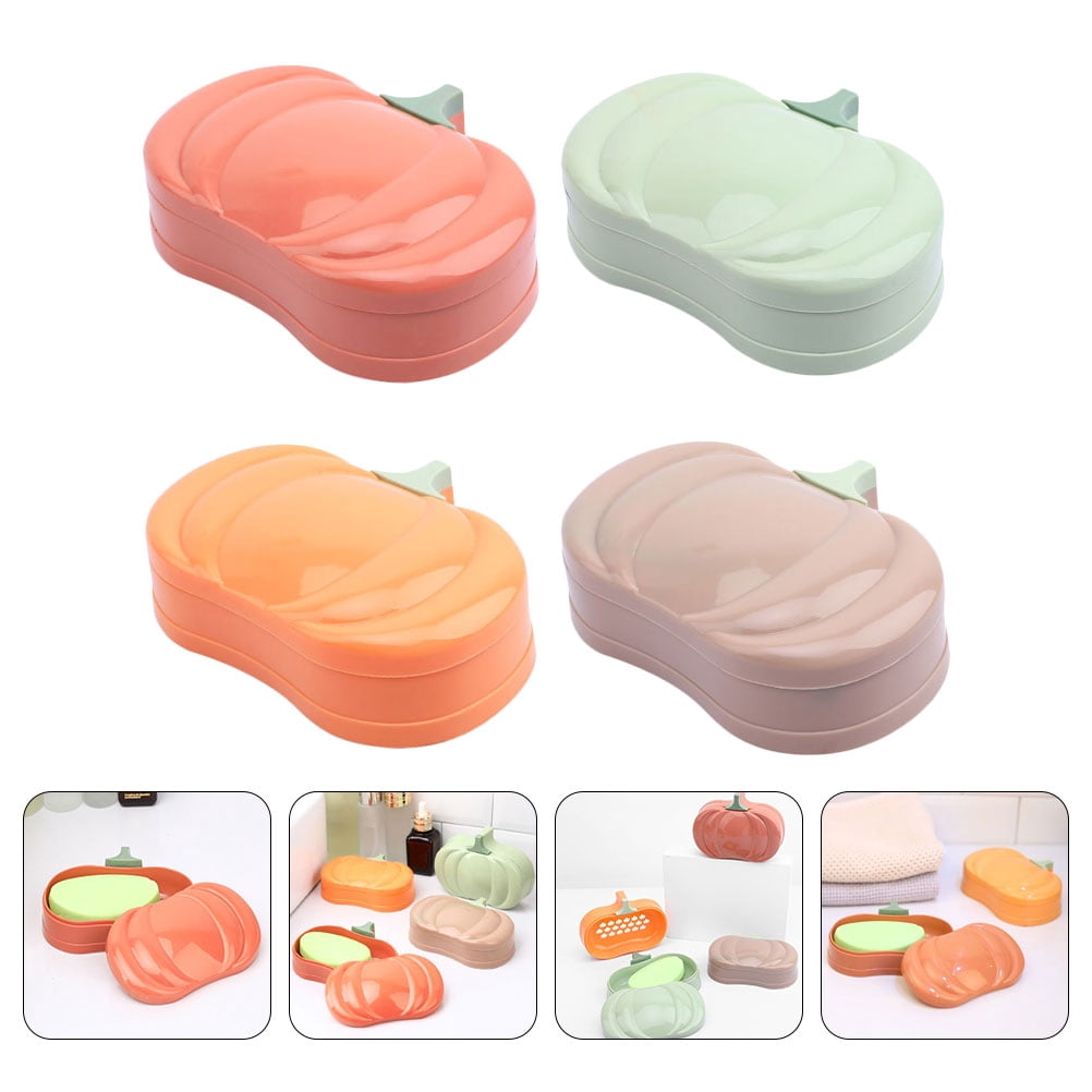 KONTONTY 4Set Plastic Soap Dishes Assorted Color Keep Dry and Clean Home Use