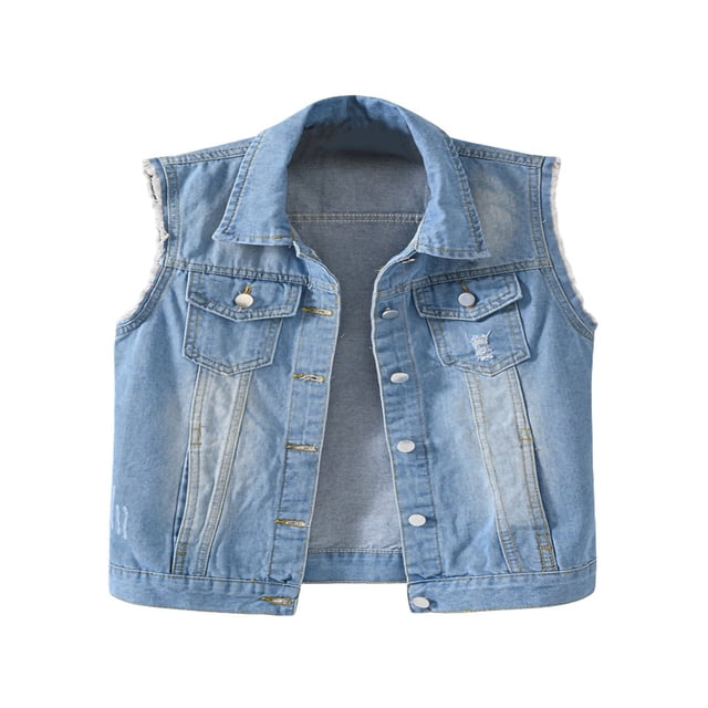 Women Plus Size Sleeveless Denim Waistcoat Ripped Turn Down Collar Jean Jacket Vest