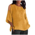 thumbnail image 1 of Liquidation! Hauts Grande Taille pour Femmes, Blouse à Manches Courtes d'Été pour Femmes, Mode Féminine Manches Courtes Col Rond Ample Épaules Dénudées Blouse, 1 of 5