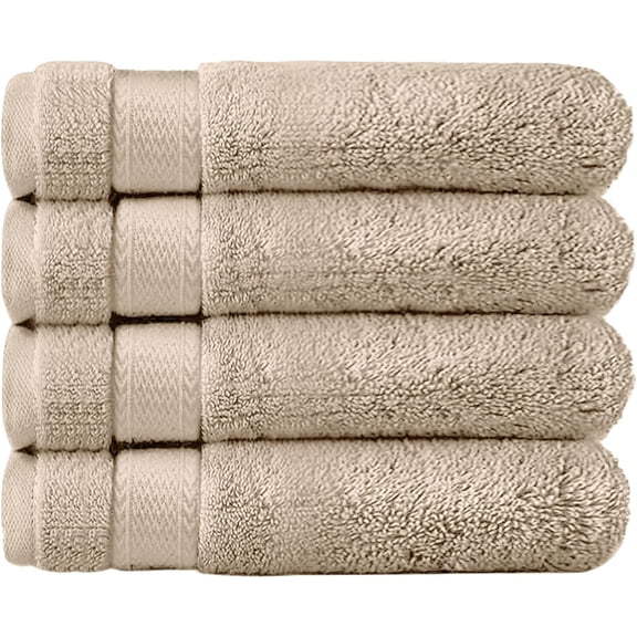 Canadian Linen Premium Bath Towels Set, 4 Pack, 26”x52” 500 GSM, Soft Absorbent Ring Spun Terry Cotton Lightweight Quick Dry Color Towels, Home Bathroom Hotel Salon Sport Spa Salon Pool Gym, Beige