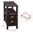thumbnail image 3 of HOMCOM Table d'Appoint Mince avec 2 Tiroirs et Tablette de Rangement, Table d'Appoint pour Sofa, 3 of 10