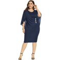thumbnail image 4 of Hanna Nikole Robe en Chiffon à Manches Courtes pour Femmes Grande Taille avec Volants et Strass, 4 of 8