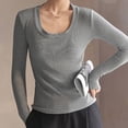 thumbnail image 4 of Yuyuzo Women Long Sleeve T Shirts Round Neck Pullover Top Solid Color Basic Tees Shirts Base Layer, 4 of 7