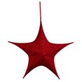 thumbnail image 1 of Northlight 25.5" Red Tinsel Foldable Christmas Star Outdoor Decoration, 1 of 4