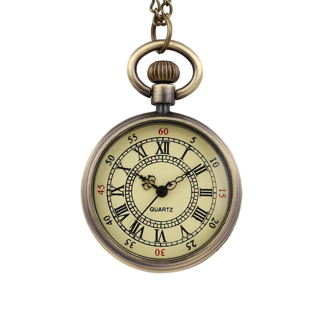 EGNMCR Vintage Round Dial Quartz Small Pocket Watch Classical Roman Scale Pocket Watch pocket watch