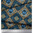 thumbnail image 2 of Soimoi Brown Moss Georgette Fabric Check & Geometric Print Fabric by the Yard 42 Inch Wide, 2 of 5