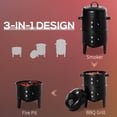 thumbnail image 3 of CoSoTower 3-in-1 Vertical Charcoal BBQ Smoker, 16" Round Barbecue Grill with 2 Cooking Areas and Thermometer, Black, 3 of 7