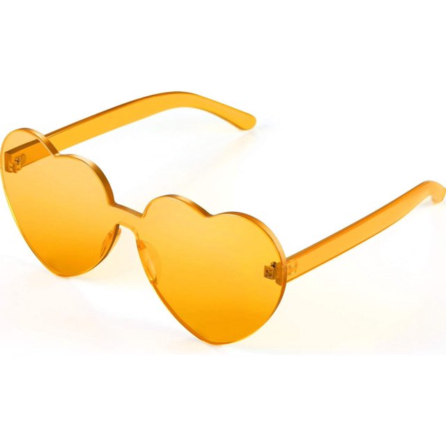 ORUYROP Heart Shape Sunglasses Rimless Transparent Heart Glasses Colorful Party Favors