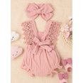 thumbnail image 3 of xiaxaixu Bébé Fille 2Pcs Tenue d'Été, Sans Manches Noeud devant Dentelle Romper avec Bandeau Set, 3 of 8