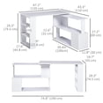 thumbnail image 3 of HOMCOM 360° Rotating Corner Desk PC Laptop Workstation Storage Shelf White, 3 of 10