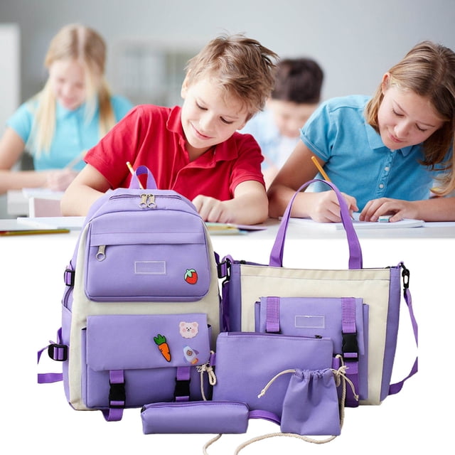 Birdeem 5-Piece Kids Backpack Set, Large Capacity School Backpack Organizer with Pencil Case, for Preschool to Middle School Students