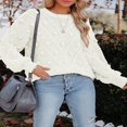 thumbnail image 3 of Pulls Tricotés pour Femmes Pulls Unis Col Rond Pull à Manches Longues, 3 of 6