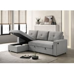 K-Living Ceillo Canapé-lit en tissu gris avec rangement