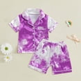 thumbnail image 2 of sertiohcv Kids Girls Pajamas Set Childrens Comfortable Breathable Short Sleeved Home Clothes Cute Cartoon Pattern Pajama Set Purple Size for 5-6 Years, 2 of 3