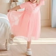 thumbnail image 2 of Robes Petite Fille Dentelle Été Manches Courtes à Étages Évasée Midi Robe Décontractée Vêtement Fille Taille 6-7T, 2 of 7