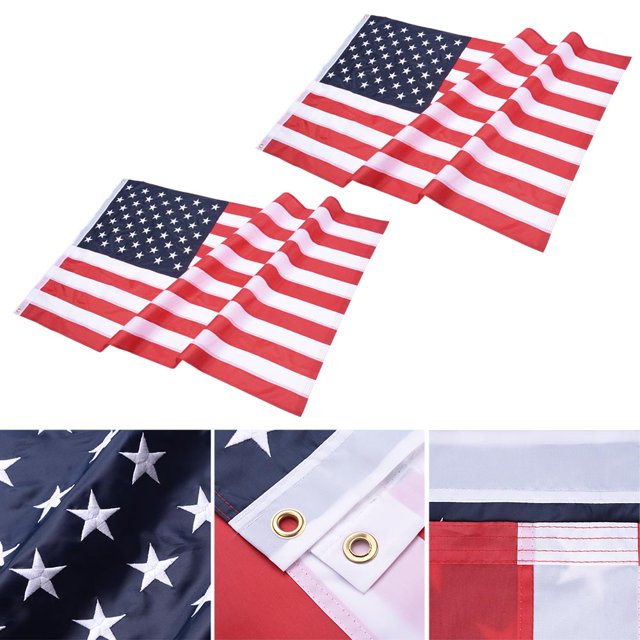 Yescom 2 Pcs 3x5 Pi Drapeau Américain 210D Oxford Oeillets en Laiton Résistants aux UV Drapeaux US