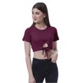 thumbnail image 1 of Moomaya T-Shirt Court à Nœud devant pour Femmes, Manches Courtes, Col Rond, Haut Noué, 1 of 7
