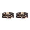 thumbnail image 2 of QualitChoice Bracelet Multi-layers Magnetic Buckle Leather Multi-colored Leopard Print Valentines Day Gifts Bracelets Hand Jewelry Brown 2Set, 2 of 6