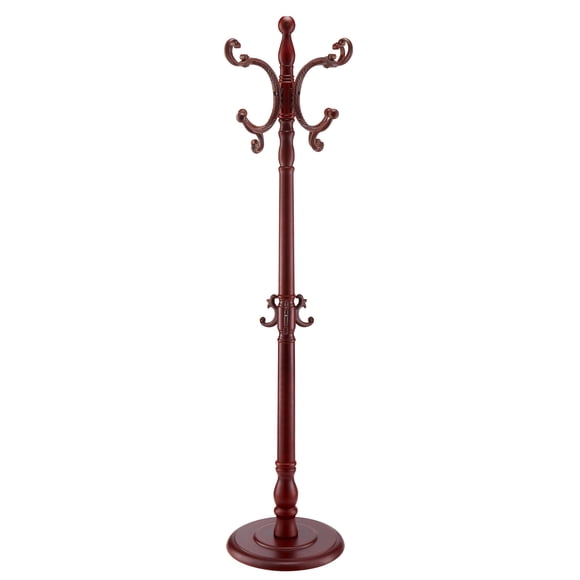 KFFKFF Coat Rack Freestanding, Wooden Coats Rack Stand with Weighted Base & 11 Hooks, Free Standing Hall Coat Tree for Entryway, Bedroom, Living Room