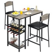 BeesClover Set of Dining Table & 2 Bar Stools, 25.2 Inch Counter Height Bar Stools with Back and Footrest, PU Leather Upholstered Barstools with Metal Legs for Dining Room Kitchen Counter Home Bar