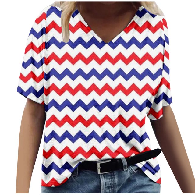 Birdeem Fashion Womens Middle Sleeve V-Neck Print Casual Summer Tops