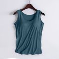 thumbnail image 2 of UPPADA Débardeurs pour Femmes en Modal Rembourré avec Soutien-Gorge Intégré, Col Rond, Camisole Sans Manches avec Soutien-Gorge Sans Armatures, Chandails Ajustés Décontractés, T-Shirt, Grande Taille, Hauts Confortables, Débardeur pour Femmes Bleu Marine, P, 2 of 8