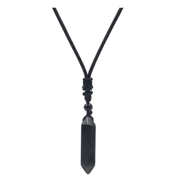 Transemion Fait à la Main Cristal de Quartz Clair Collier Énergie et Élégance Maître Pierreobsidienne Réglable 1Set