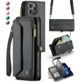 thumbnail image 1 of Long Crossbody Wallet Phone Case for IPhone 15 14 13 12 Pro Max Plus Promax Card Slot Holder Lanyard Leather Cover RJ, 1 of 7
