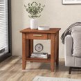 thumbnail image 2 of Gymax Boho Style Nightstand 3-Tier Sofa Side End Table w/ Drawer & Shelf Walnut, 2 of 8