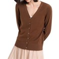 thumbnail image 5 of Hontri Cardigans pour Femmes, Cardigan Classique pour Femmes à Boutons, Manches Longues, Col en V, Chandail en Tricot Doux, Liquidation, Café, S, 5 of 5