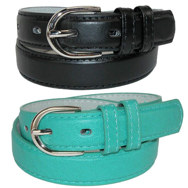 CTM® Ceinture Habillée en Cuir de Base pour Enfant (Lot de 2 Couleurs)