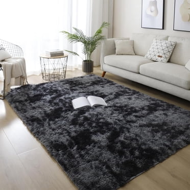 SUSUZI 5' x 7' Shaggy Area Rug, 2 Inch Thick Fluffy Plush Carpet with Non-Slip PVC Back, Soft Polypropylene Floor Rug for Bedroom Living Room Kids Room Home Décor