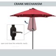 thumbnail image 4 of 9ft Solar Patio Umbrella with LED Lights - Wine Red Outdoor Sunshade Canopy for Garden, Backyard, Poolside Shade & Evening Ambiance - Steel Frame & Polyester Fabric, 4 of 7