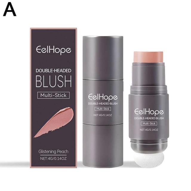2PCS Double Head Blusher Stick - Peach Long-Lasting Makeup | 2-in-1 Highlighter & Blush 4g