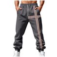 thumbnail image 2 of Ceisia Men Solid Color Loose Casual Pants Elastic Waist Drawstring Sports Gift Work Trousers, 2 of 8