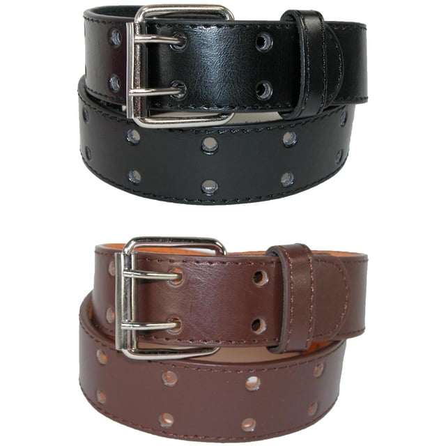 CTM® Kid's Leather Two Hole Jean Belt (Pack of 2 Colors)