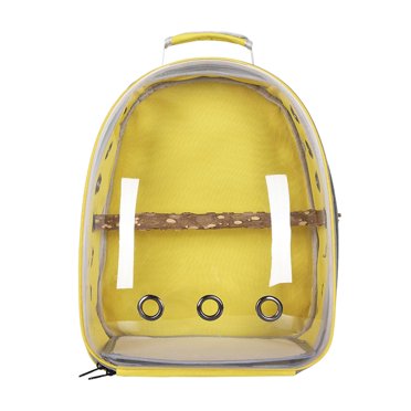 Bird Carrier Bag Pet Backpack Cage Parrot Visible Lightweight Oxford Cloth for Yellow