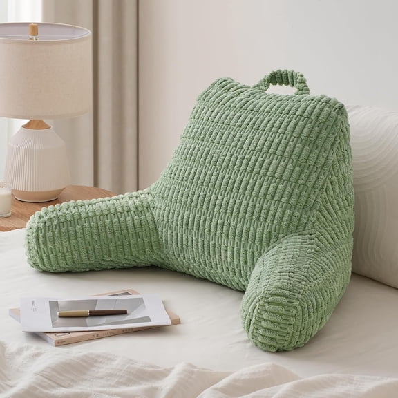 Reading Pillow Backrest Pillow with Shded Memory Foam for Adult & Children Designed for Bed and Couch Sitting Up Includes Arms Pockets and Washable Cover Off